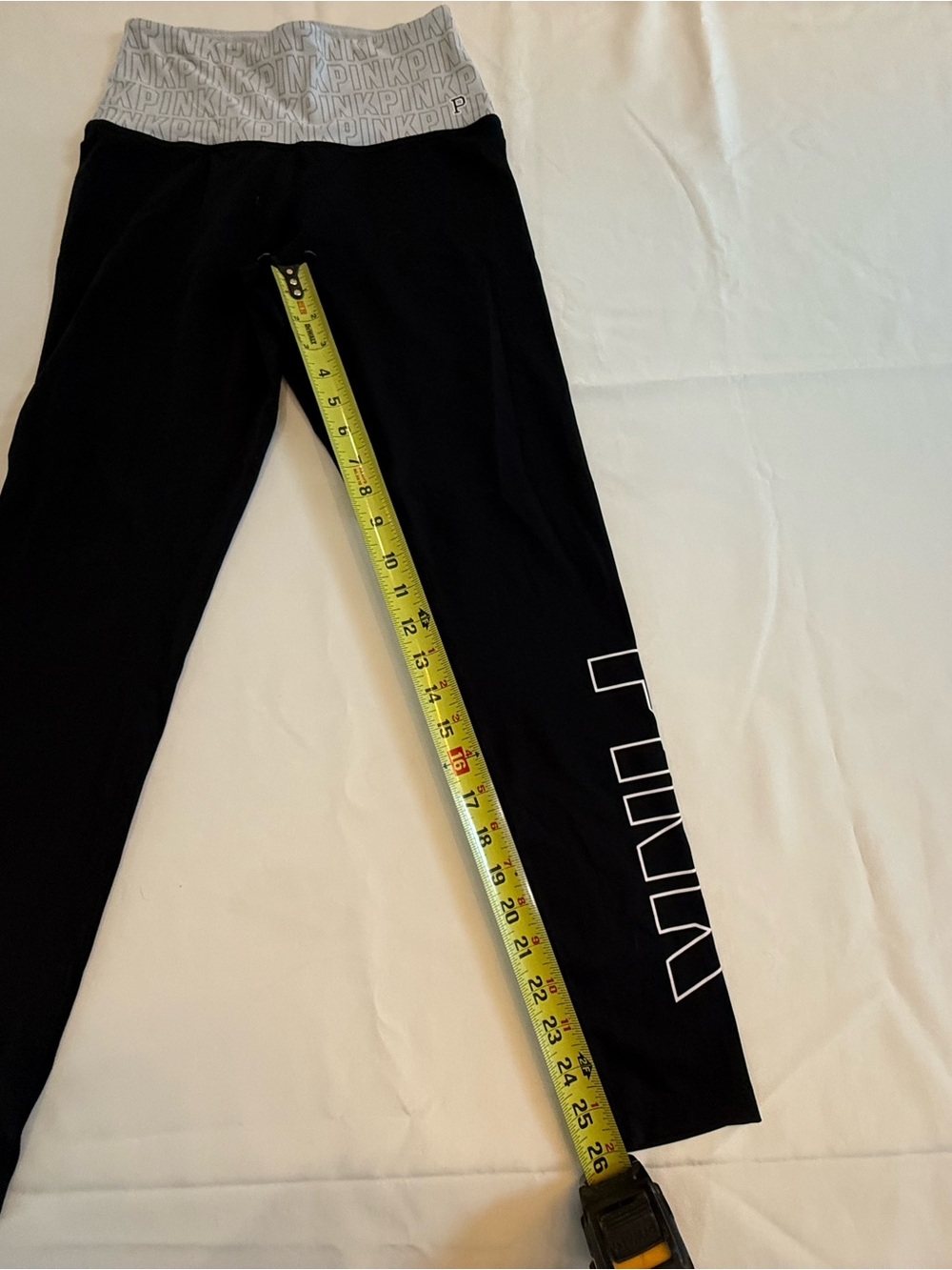 PINK Victoria's Secret Black Leggings with Gray Logo Waistband ultimate